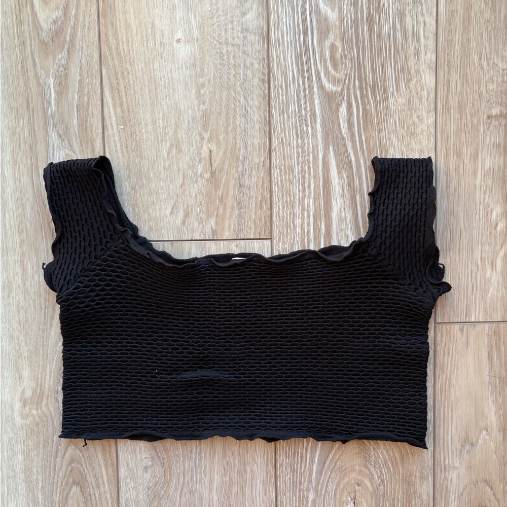 Black Textured Women's Top
